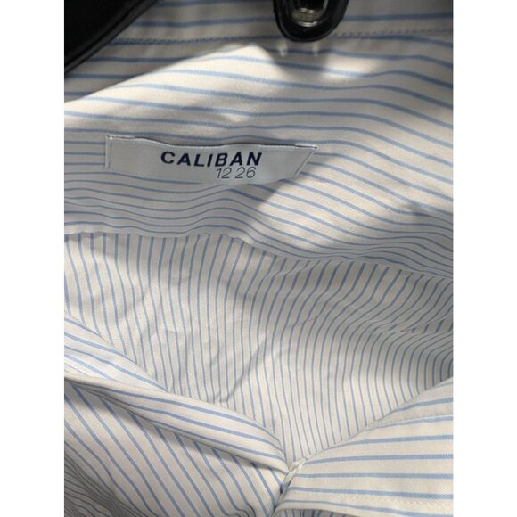 Caliban Mens Blue & White Striped Button-Down Long-Sleeve Shirt Size S - Picture 3 of 6